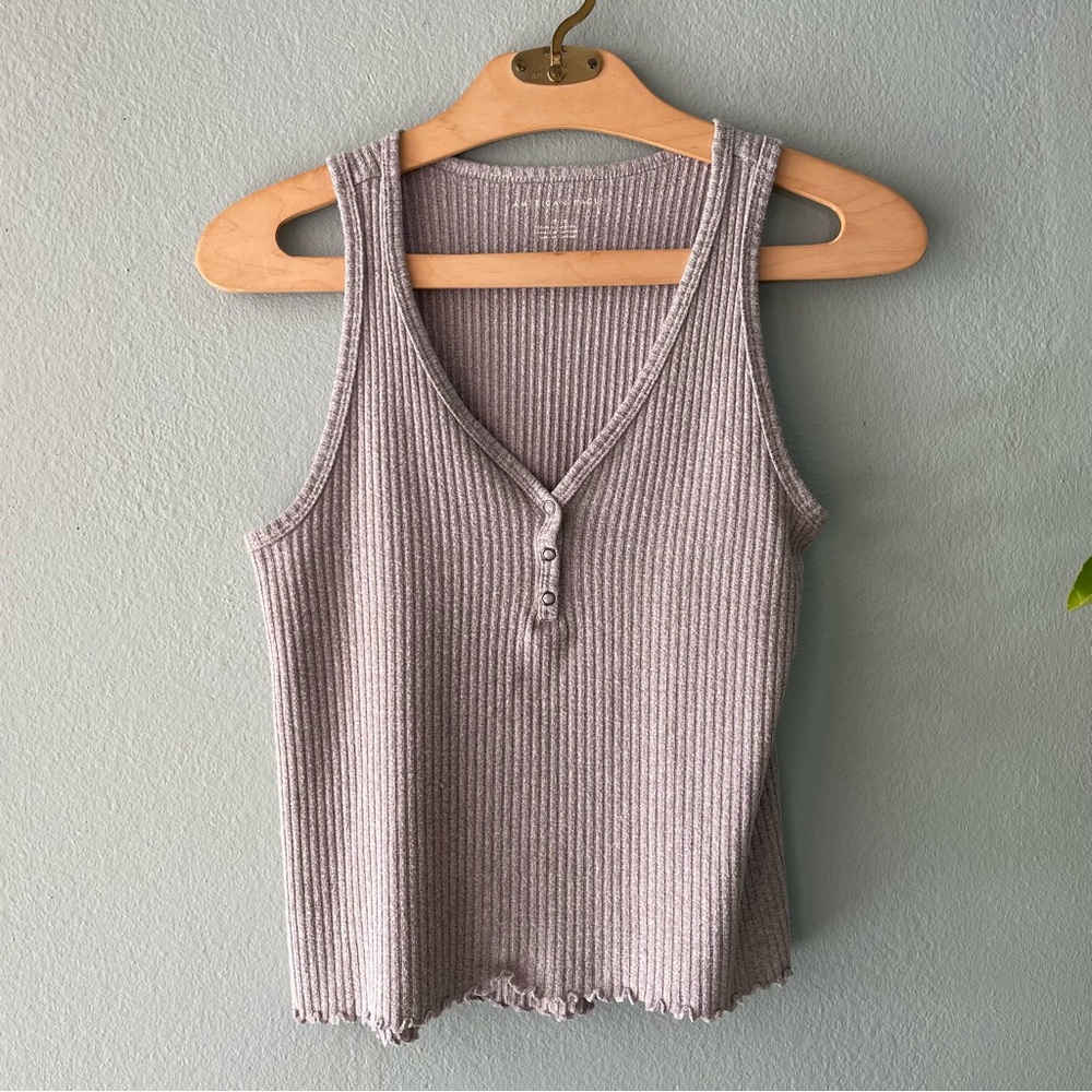 ♦️5/$15♦️ American Eagle | Soft Gray Ribbed Pajama Lounge Tank Top
